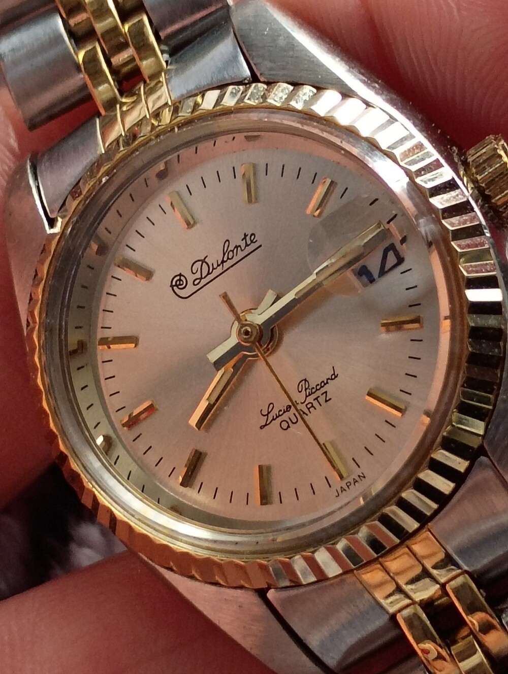 Dufonte by Lucien Piccard Two-Tone Quartz Wristwatch Gold & Silver WOMEN'S